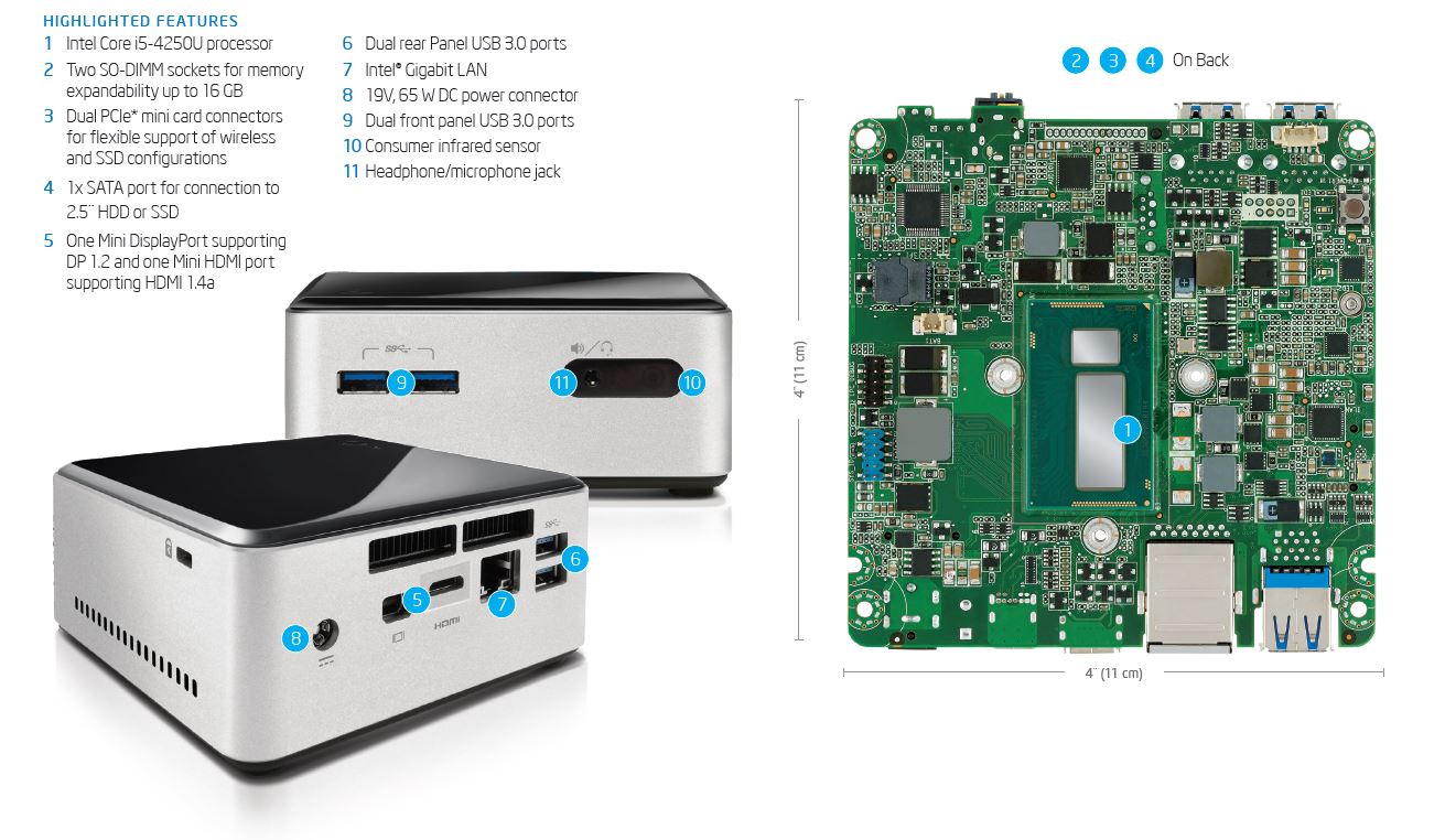 S4032612 intel NUC D54250WYK 1点【通電OK、本体のみ】 - パソコン